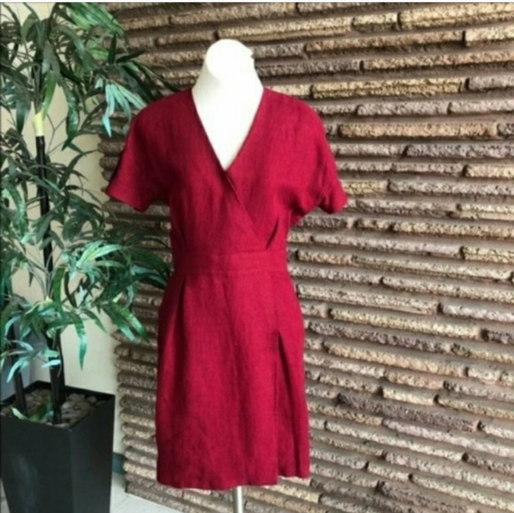 Longchamp Red Hemp Dress Lambskin Epaulets